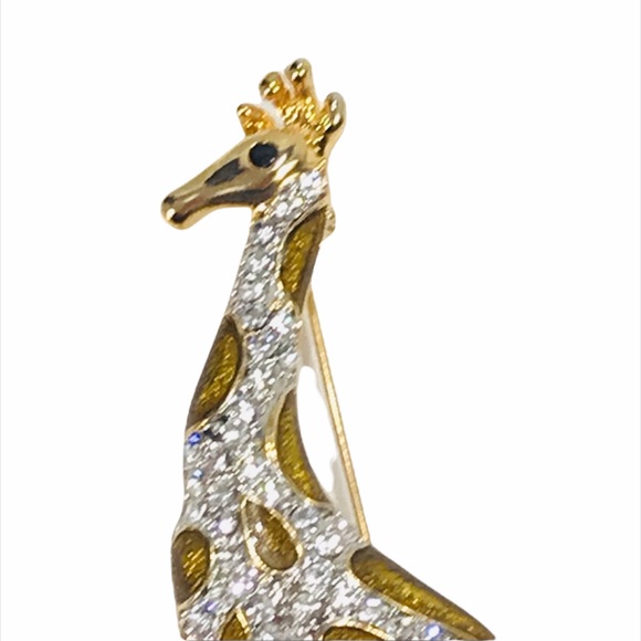 Giraffe with Rhinestones Pin, Gold Tone - Picture 2 of 5